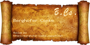 Berghofer Cseke névjegykártya
